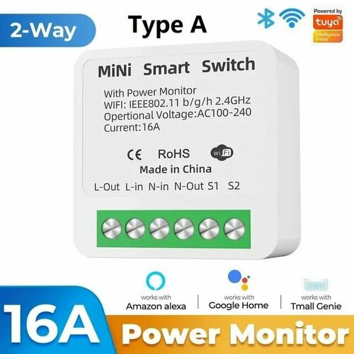 Умный мини Wi-Fi Q12 ZigBee реле с монитором мощности, двухканальное управление