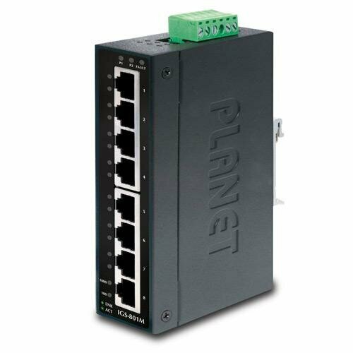 PLANET IP30 Slim type 8-Port Industrial Manageable Gigabit Ethernet Switch (-40 to 75 degree C) модуль ibm 4 port gigabit ethernet switch module mfr 26k6482 26k6483