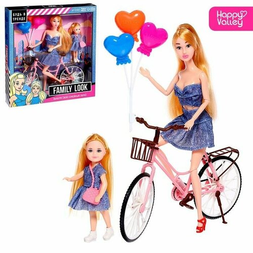 Кукла-модель с дочкой Family Look на велосипеде, джинс