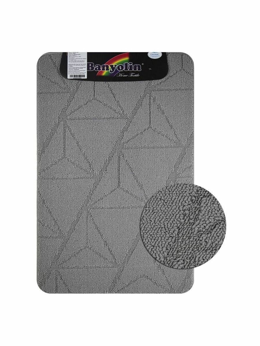 фото Коврик в ванную CROSS-LOOP, одинарный, серый, однотонный, 500х800 мм,100% полиэстер