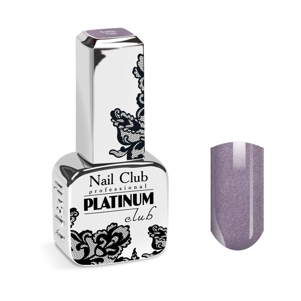 Nail Club professional Эмалевый гель-лак для ногтей с липким слоем PLATINUM CLUB 135 Satin, 13 мл.