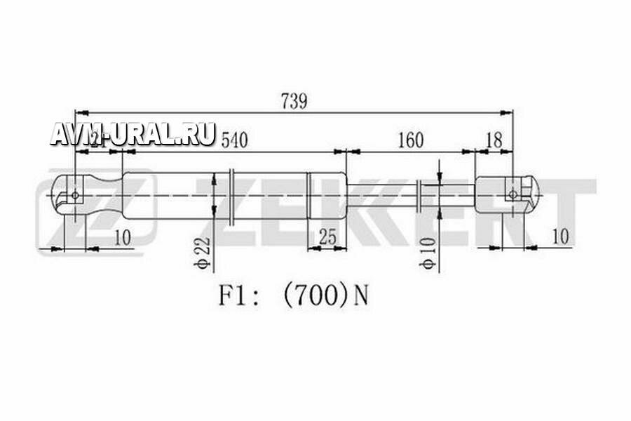 ZEKKERT GF2298 Амортизатор багажника Jeep Grand Cherokee IV 10- Zekkert