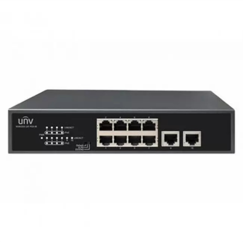 Uniview Коммутатор 10*100Mbps network ports (RJ45), including 8 PoE ports, IEEE802.3, IEEE802.3u, IEEE802.3az, IEEE802.3x, IEEE802.3af, IEEE802.3at, 2Gbps 1.49Mpps 2Mbit 8K 220mm x 150mm x 44mm(8.75.91.7 (NSW2010-10T-POE-IN) 2022 48v network poe switch with 4 8 16ch 10 100mbps ports ieee 802 3 af at over ethernet ip camera wireless ap cctv camera
