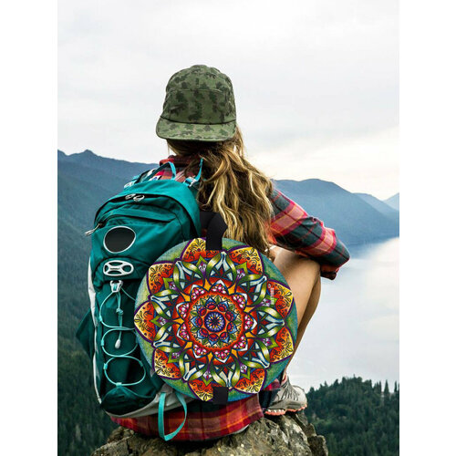 Туристический коврик сидушка Buttons mantra, хоба круглая с рисунком