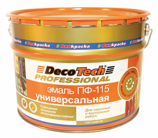 Эмаль ПФ-115 Финкраска DecoTech 2.8кг RAL 7040 Серая, Алкидная, Глянцевая для Внутренних и Наружных / Декотек.