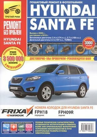 Hyundai Santa Fe c 2006/2010 г, бенз. дв. 2.4 л, 2.7л, диз. дв. 2.2 л. Руководство по эксплуатации, техническому обслуживанию и ремонту.