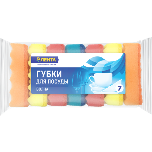 Губки для посуды лента Волна 95х65х3см 7шт 261₽