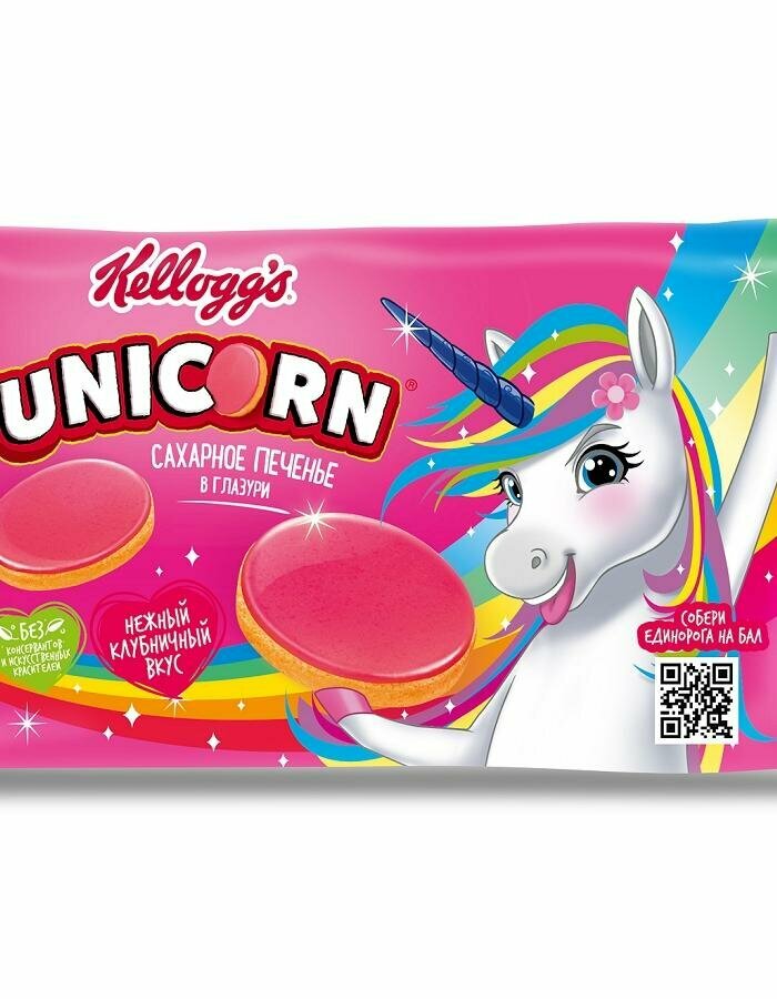 Печенье Kelloggs Unicorn Cахарное в глазури Клубника 105г - фото №9