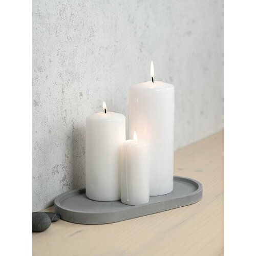 Подсвечник из скульптурного бетона большой овал, цвет серый (гипсобетон, высота 1,6 см.), 1 шт.