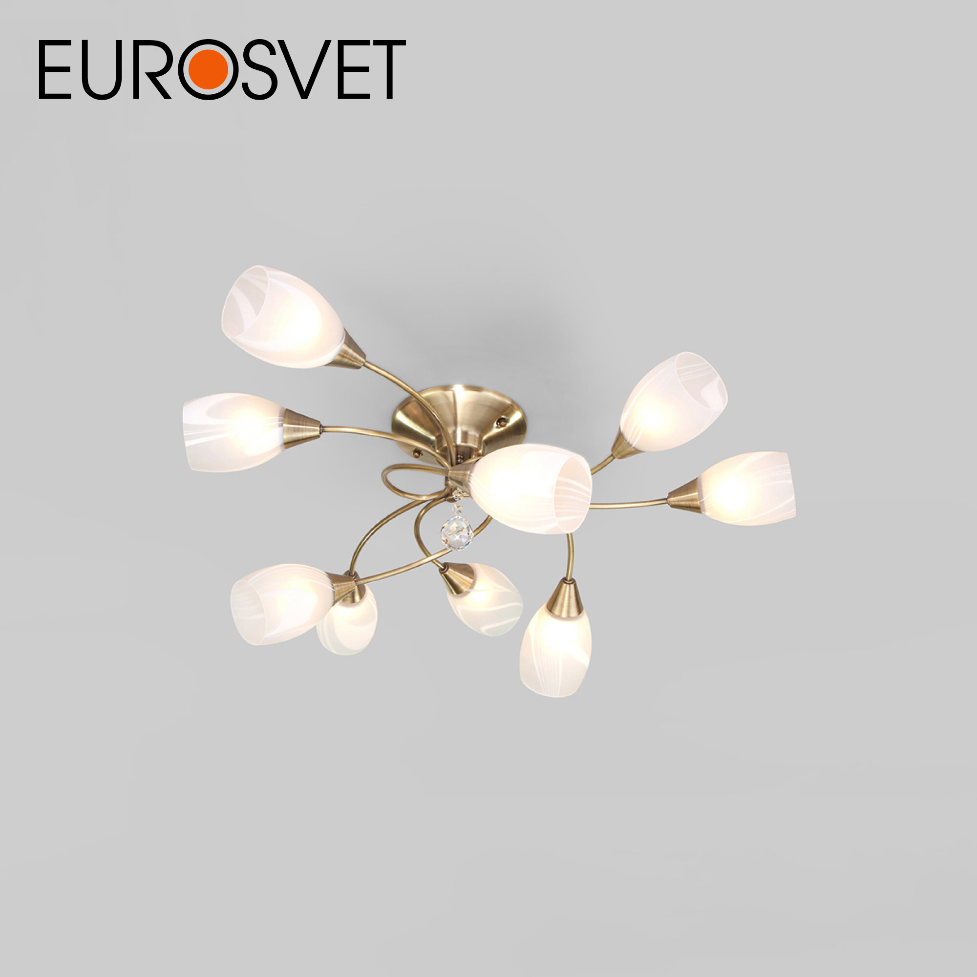 Люстра / Потолочный светильник Eurosvet Virginia с хрустальной подвеской 2275/9 цвет античная бронза