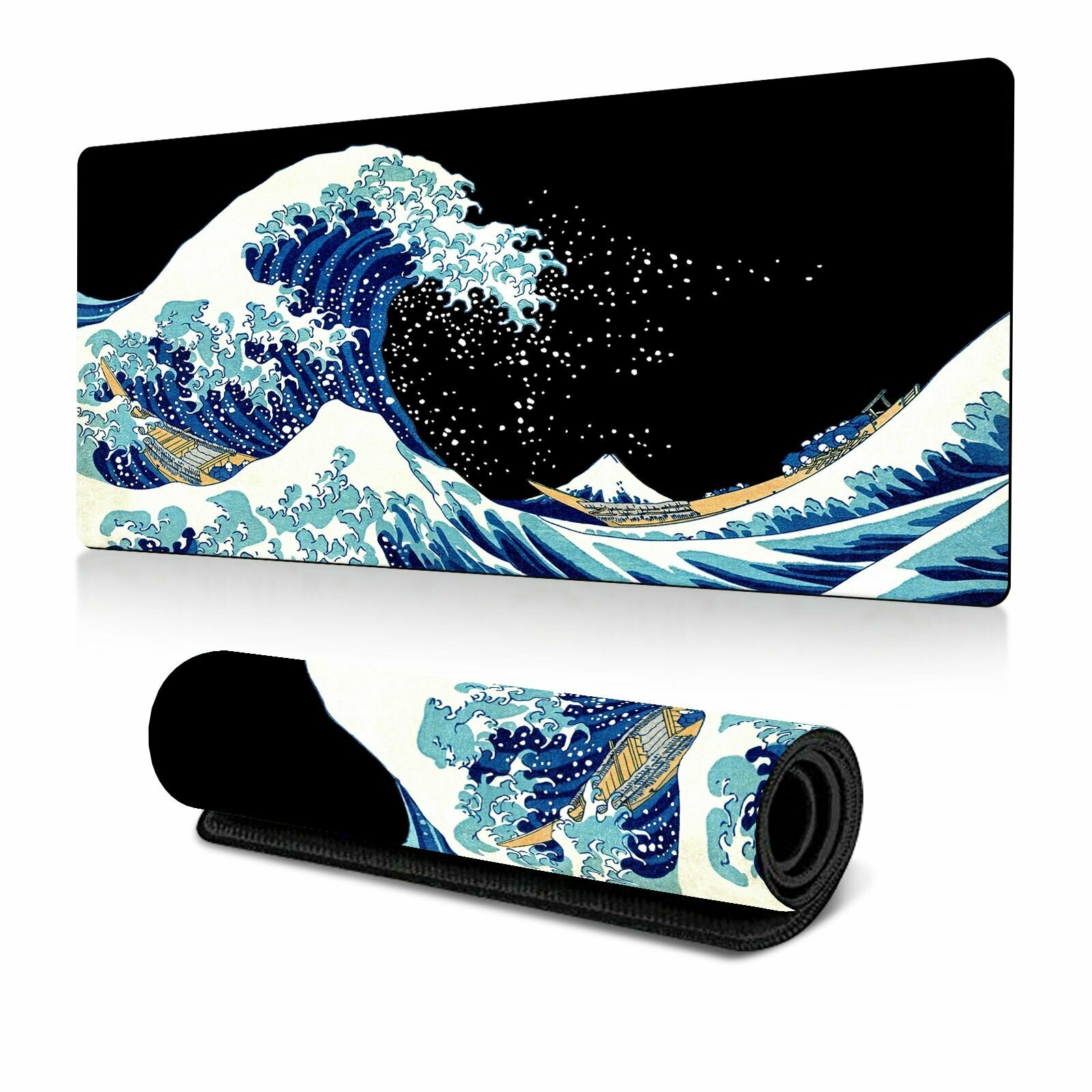 Коврик для мыши Волна 90x40x0.3см, (22-черный/голубой)