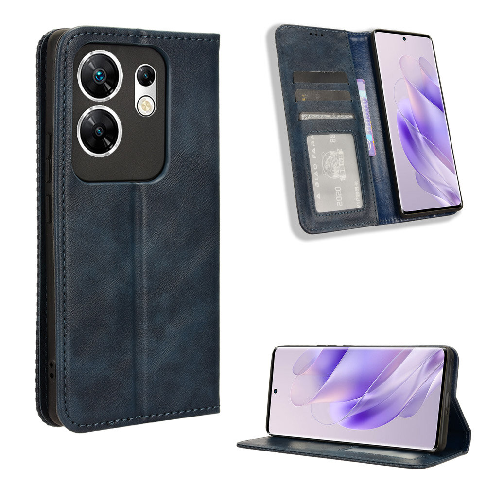 Чехол книжка для Infinix Zero 30 (4G) с магнитом и отделением под карты / Инфиникс Зеро 30 (4Джи) (синяя) — фото 1