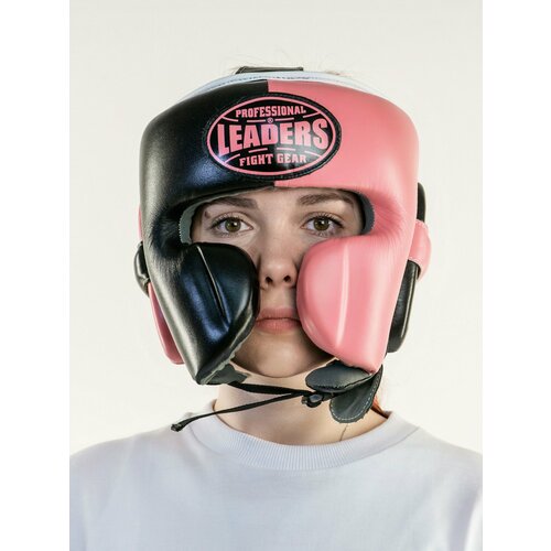 Шлем боксерский LEADERS LS MEX WAVE BK/PNK 1/2 ( кожа, черный/розовый) M