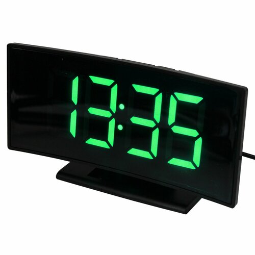 Элегантные настольные часы с изогнутым экраном и яркой белой подсветкой светодиодных цифр DS-3621L-2 (без адаптера питания)