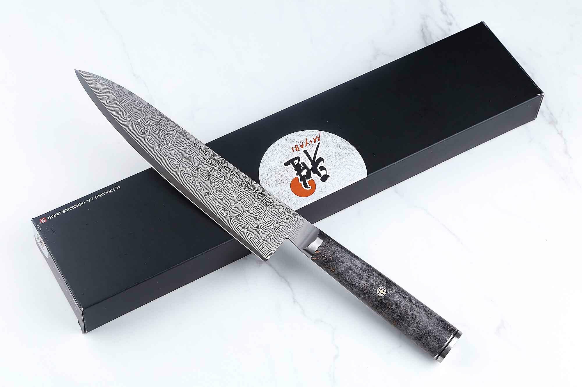 Эксклюзивный поварской кухонный шеф-нож Miyabi 19.9 см, сталь ZDP-189 в обкладках из дамасской стали, 34401-201 — фото 1