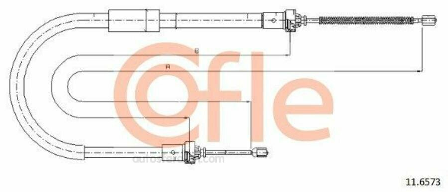 COFLE 92116573 Трос стояночного тормоза правый задн RENAULT: CLIO(3)RH DR/BRAK 1587/1430 mm