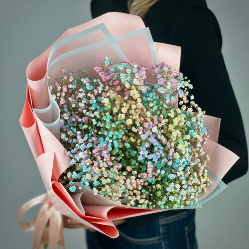 Изображение товара Букет из 7 цветных гипсофил в стильной упаковке. «365 Поводов» - живые цветы с доставкой