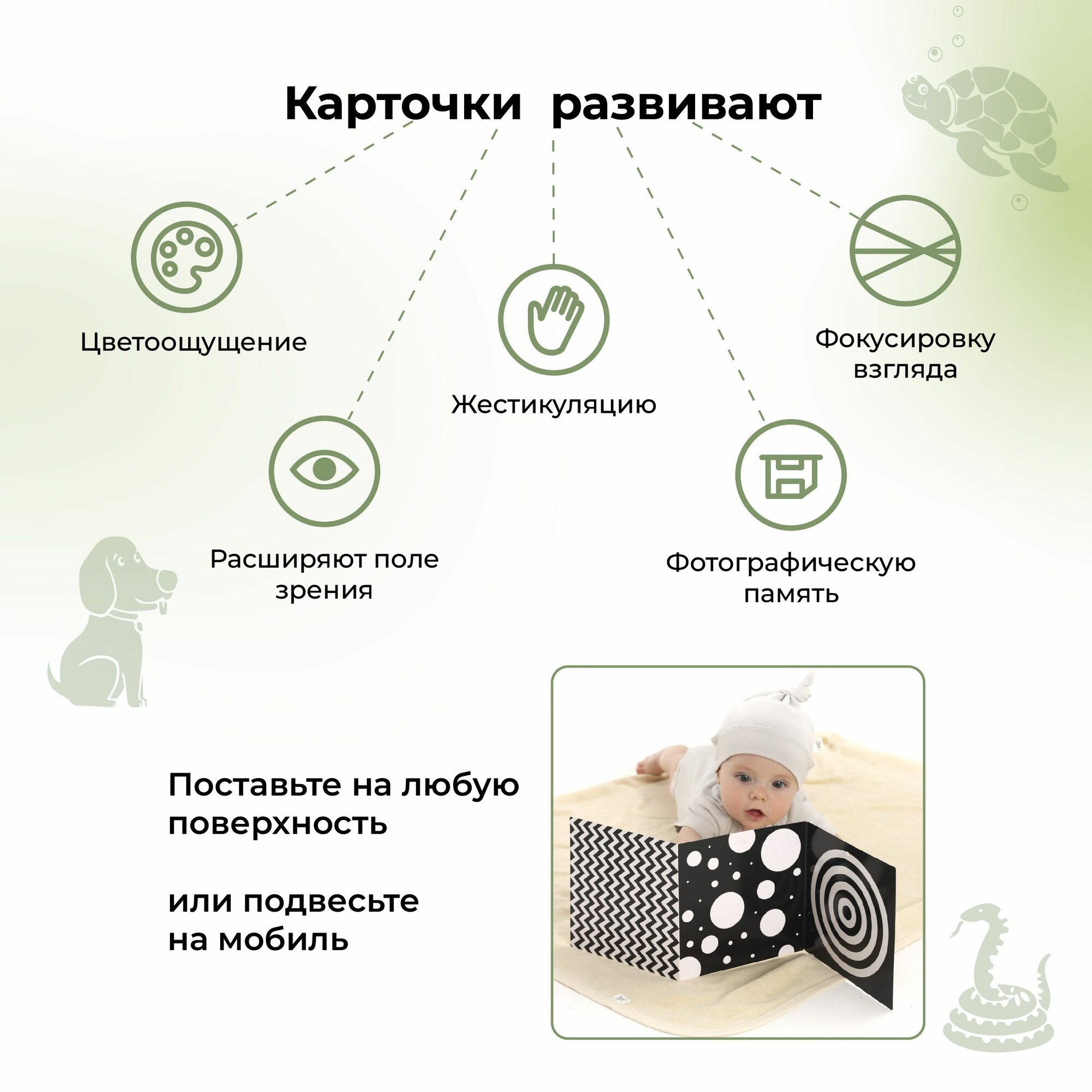 Черно-белые и цветные картинки КУЗЯ ТУТ Набор из шести гармошек для новорожденных 000066 - фото №4