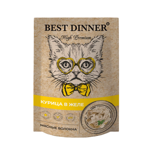 Best Dinner влажный корм для кошек всех пород, курица в желе 85 гр (12 шт)