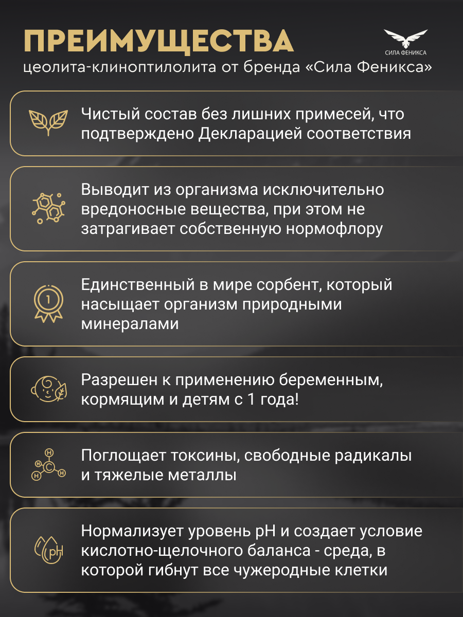 Изображение Цеолит пищевой для людей, комплексный клиноптилолит 350 г сорбент