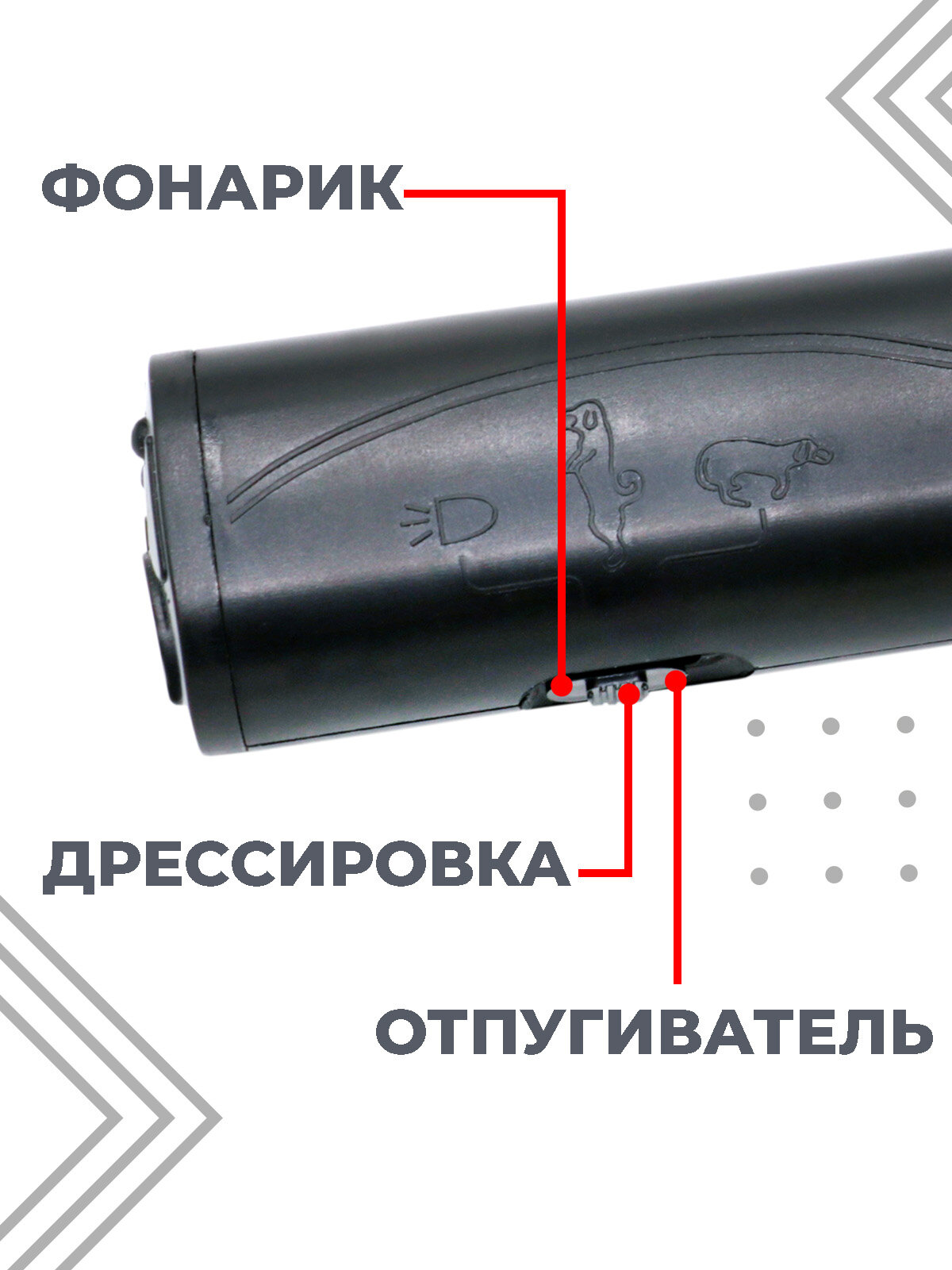 Отпугиватель собак ультразвуковой Boomshakalaka с фонариком, c функцией дрессировки, для защиты от животных — фото 1