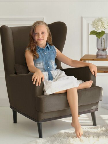 Изображение товара Кресло Оскар мягкое для отдыха дома, на ножках, велюр Jawa Choco 06, 75х85х90 (ШхГлхВ)