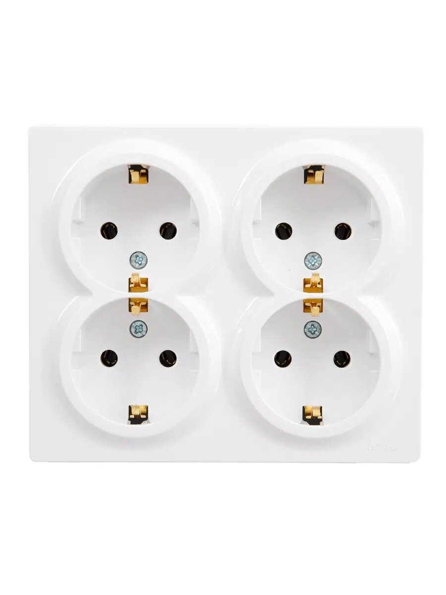 Розетка 4-местная с заземлением LETO LEZARD закрытый корпус ПБТ белая