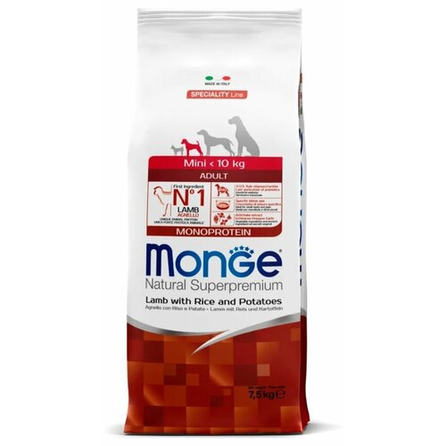 Monge Speciality Mini Adult Lamb Сухой корм для взрослых собак мелких пород с ягненком, рисом и картофелем 7.5кг