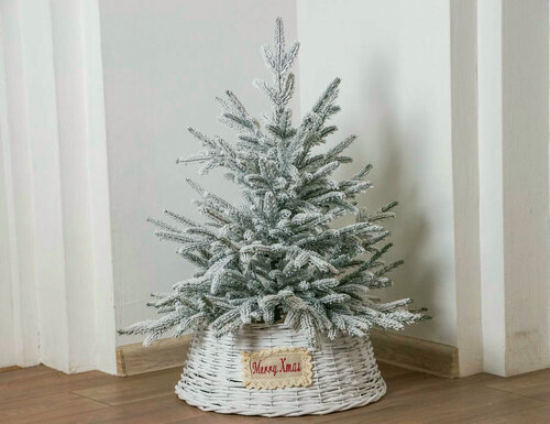 Изображение товара Плетеная корзина для декорирования основания ёлки, белая, 44х18 см, Due Esse Christmas