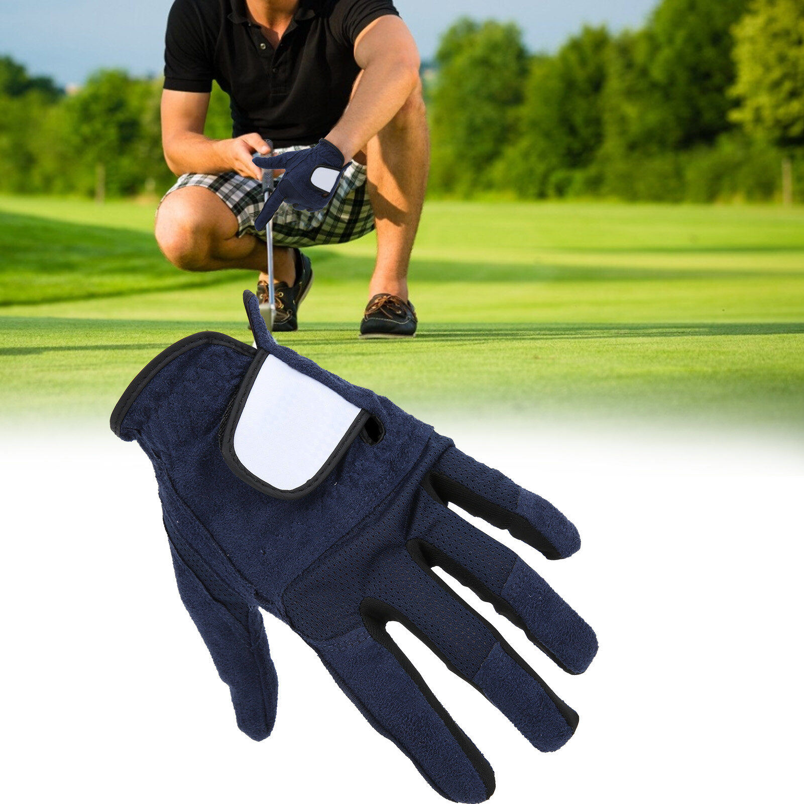 Мужские перчатки для гольфа на левую руку из микрофибры, впитывающие пот, мягкие дышащие перчатки для гольфа Royal Blue27 #