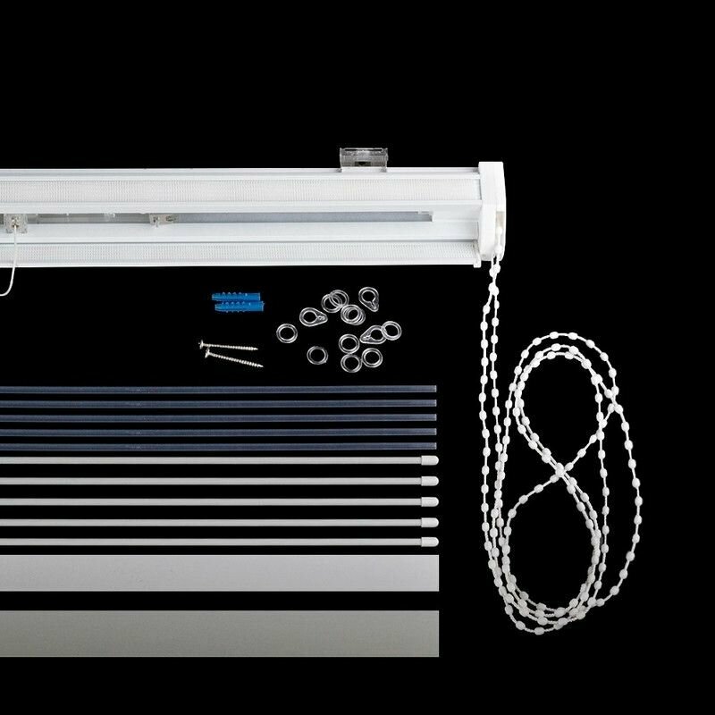 Карниз для римских штор день-ночь закрытого типа Твинс  140 см белый алюминий крепление на стену и потолок без ткани стандартный привод.