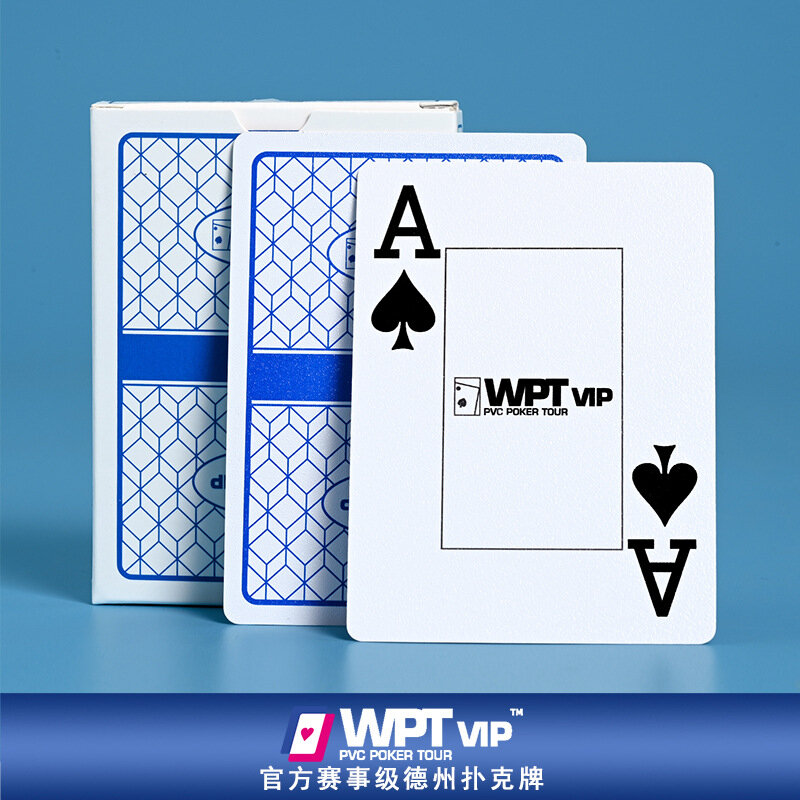 Карты для покера Техасский Холдем WPT, толстый ПВХ двусторонний водонепроницаемый крупный шрифт 32-микронный синий