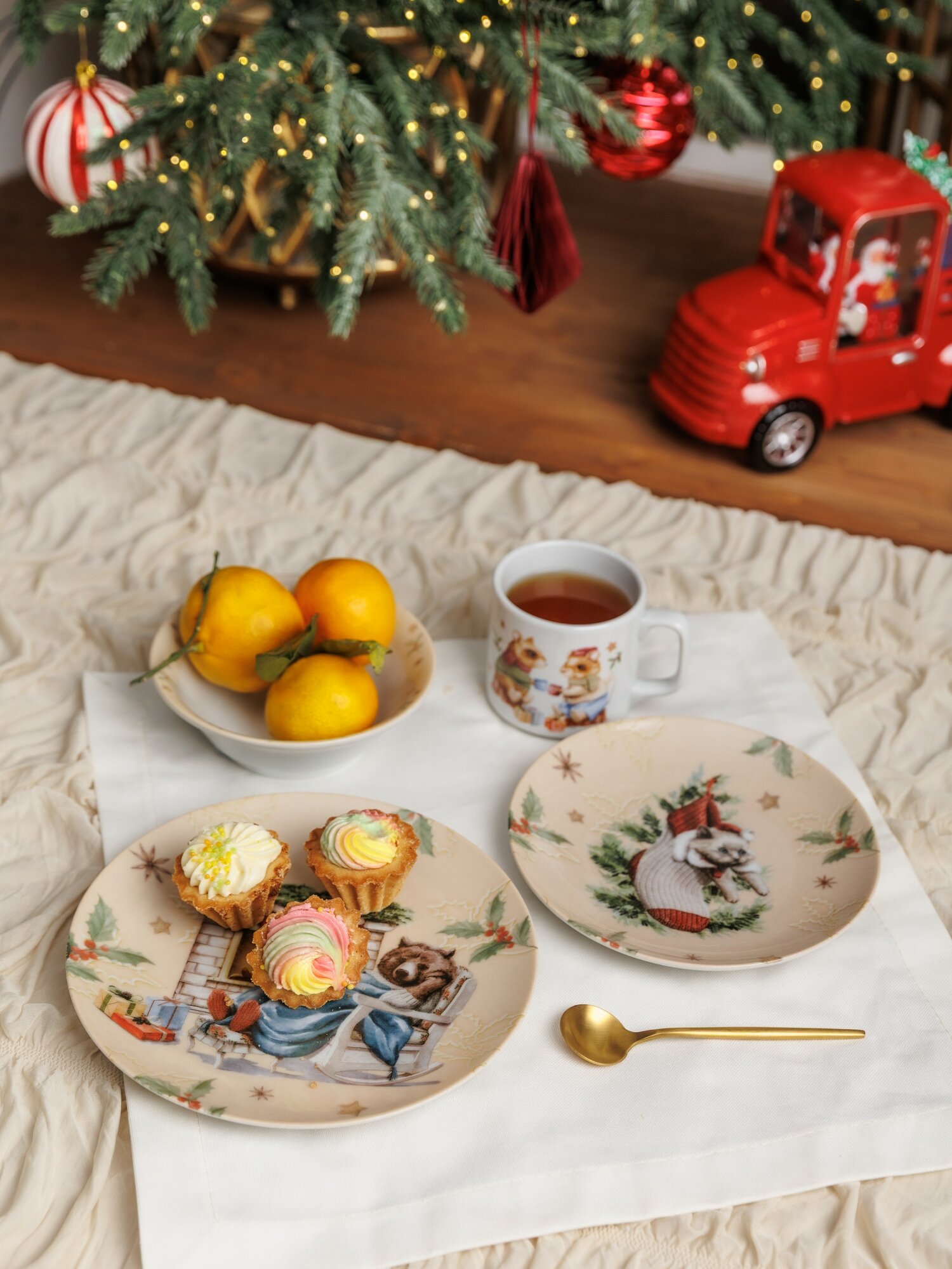 Набор детской посуды, 4 предмета, фарфор, посуда с животными — фото 1