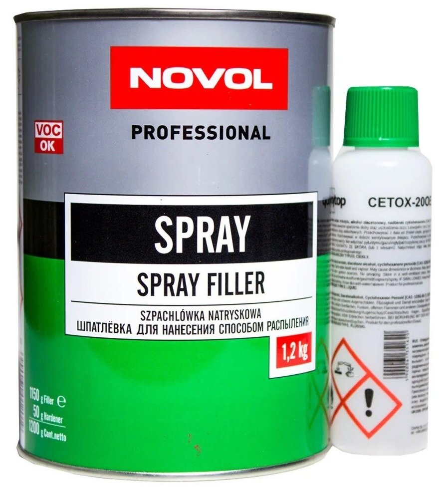 Шпатлевка Novol SPRAY 2К жидкая с отвердителем 1,2 кг