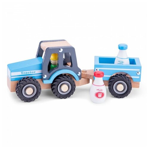 каталки sweet baby трактор с прицепом new holland Трактор New Classic Toys Трактор с прицепом Молоко 11942, 24 см, голубой