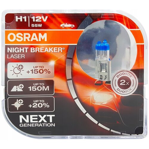 Лампа Osram H1 Night Breake Laser 12V- 55W P14.5s 2шт 64150NL-HCB