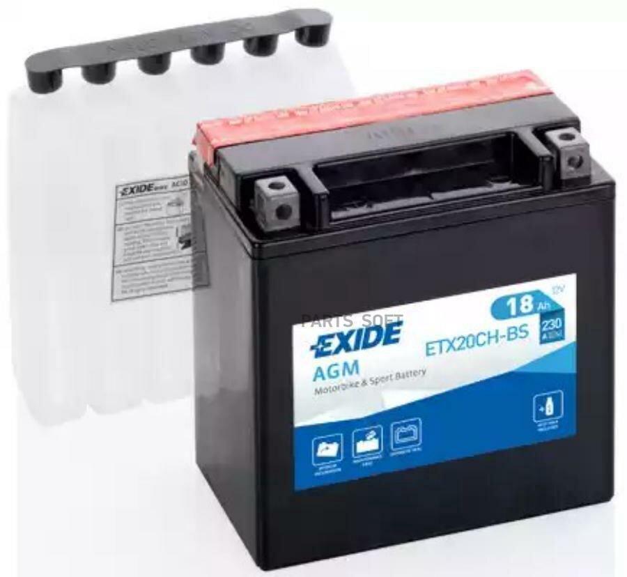 EXIDE ETX20CH-BS Аккумуляторная батарея EXIDE AGM [12V 18Ah 230A B0]