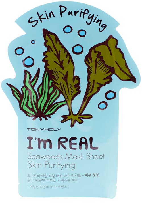 TONY MOLY тканевая маска I’m Real Seaweeds очищающая, 21 г, 21 мл