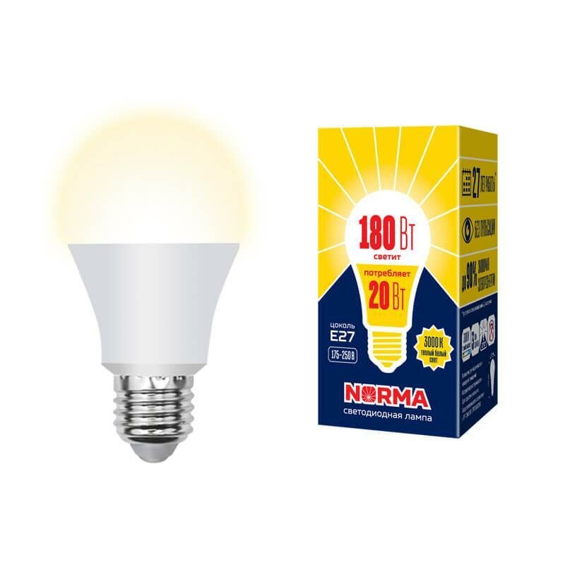 Лампа светодиодная E27 20W 3000K матовая LED-A65-20W/WW/E27/FR/NR UL-00004030 - фотография № 4