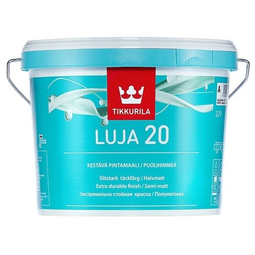 Краска акриловая Tikkurila Luja 20 полуматовая белый 2.7 л 3.75 кг краска акриловая tikkurila luja 20 влагостойкая моющаяся полуматовая белый 0 9 л 1 26 кг