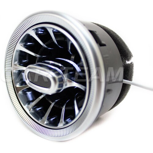 Сопло вентиляции (mini ver 2.0) в стиле AMG регулируемое с белой подсветкой - серебро (1шт)