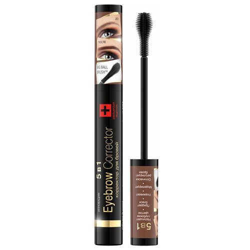 корректор для бровей 5в1 eveline eyebrow corrector 9 мл Eveline Cosmetics корректор для стилизации бровей 5в1 Eyebrow Corrector, 9 мл, светло-коричневый