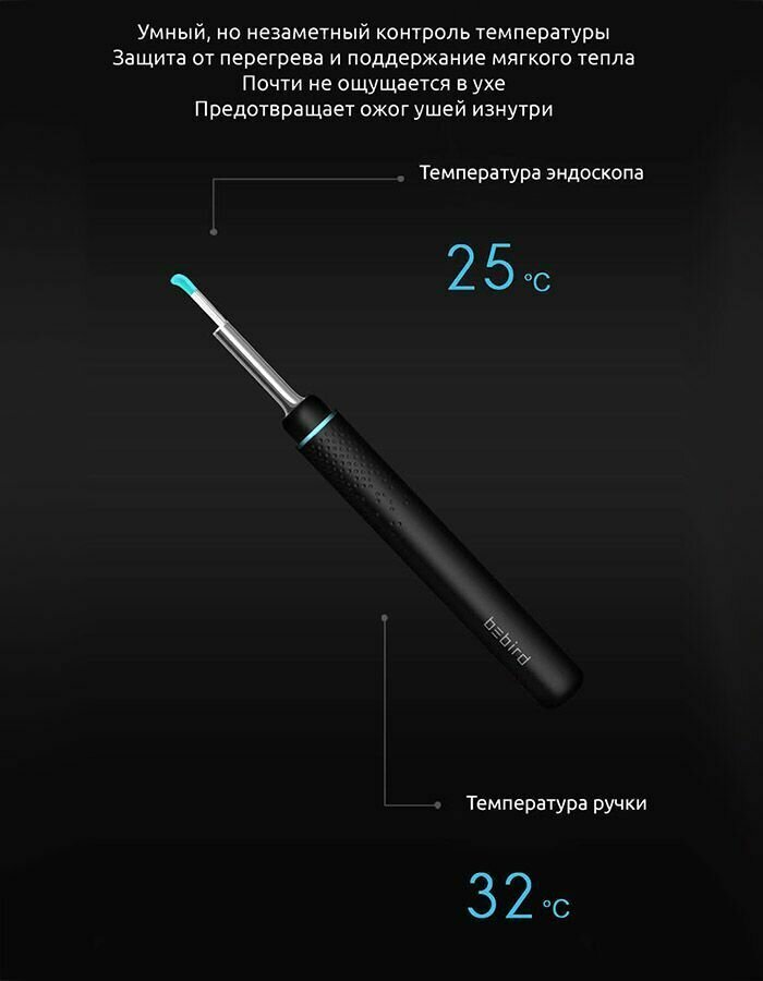 Xiaomi умная ушная палочка Bebird M9 Pro Smart Visual Ear Rod, черный - фотография № 4