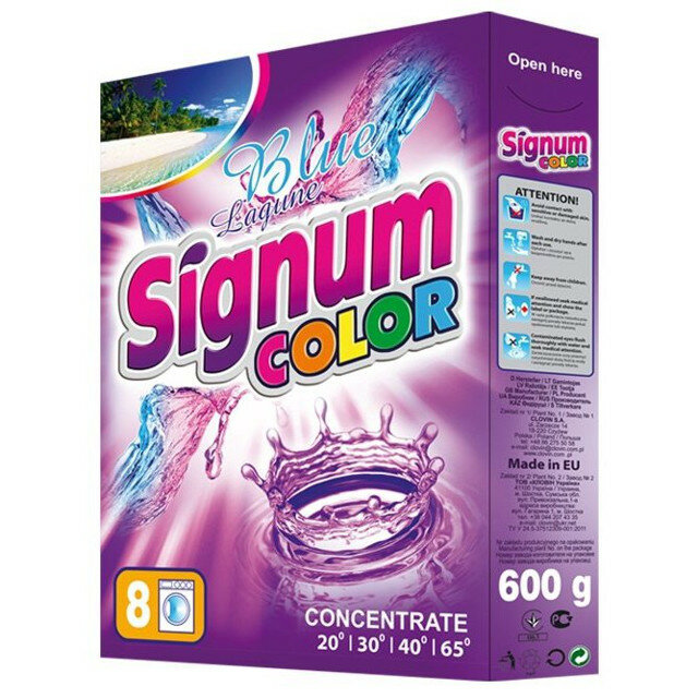 Порошок для стирки цветных тканей 600гр автомат Signum Color