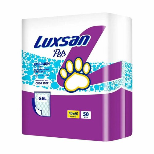 Коврики-пеленки для животных LUXSAN Premium GEL 40х60, 50 шт luxsan пеленки для животных 40х60 см 50 шт гелевый абсорбент 1 63 кг 53855