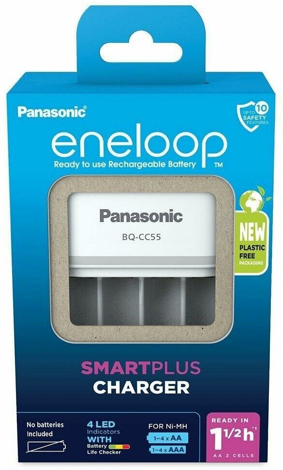 ЗУ для Ni-Mh/Ni-Cd аккумуляторов Panasonic Eneloop SmartPlus Charger BQ-CC55E, 1шт.