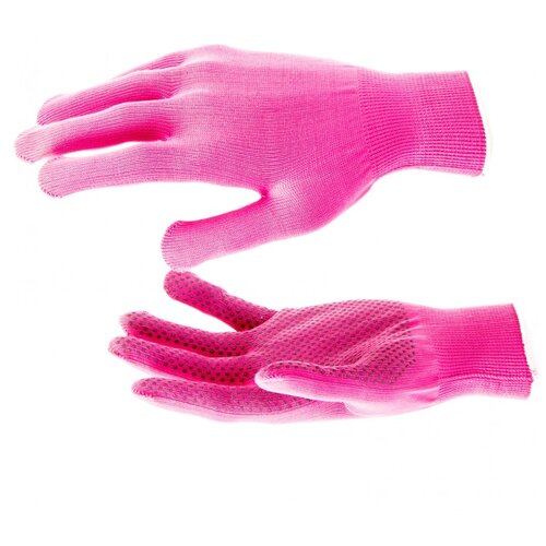 фото Перчатки из синтетической нити россия, 67826, пвх точка, 13 класс, цвет "розовая фуксия", l russia