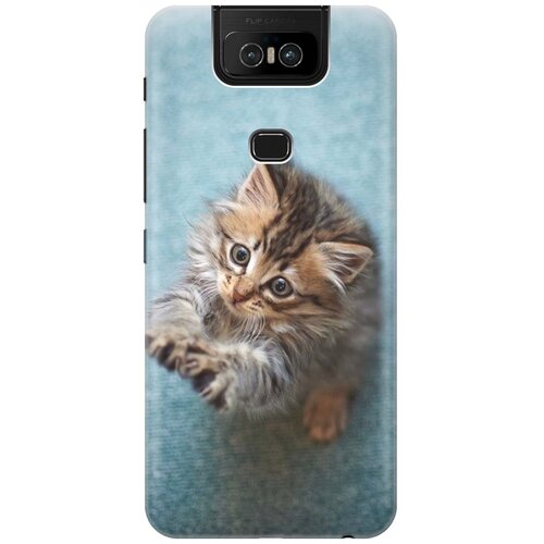 фото Re:pa накладка transparent для asus zenfone 6 zs630kl с принтом "котёнок на голубом"
