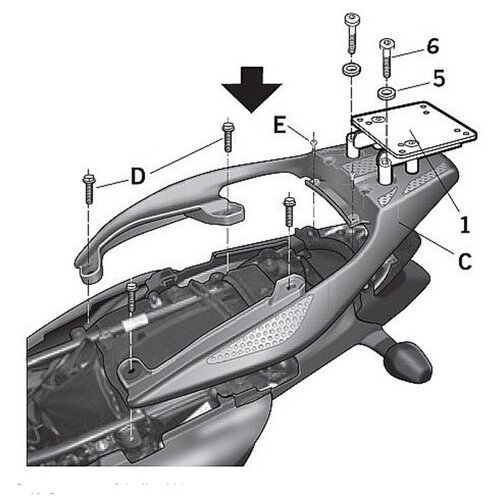 фото Крепление кофра shad honda transalp 700 (07-09), задний