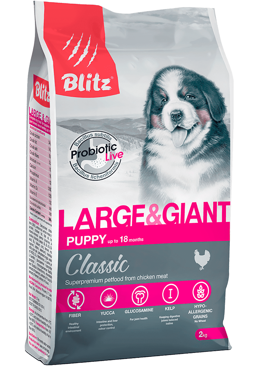 Корм Blitz Classic Puppy Large & Giant для щенков крупных пород, 2 кг